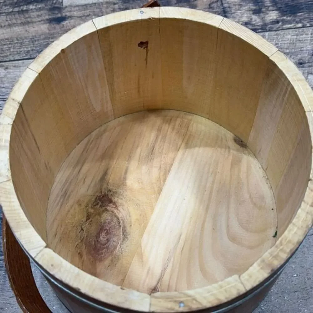 Veg LL Bean Wooden‎ Firkin Sugar Bucket with Lid and Handle Primitive Farmhouse